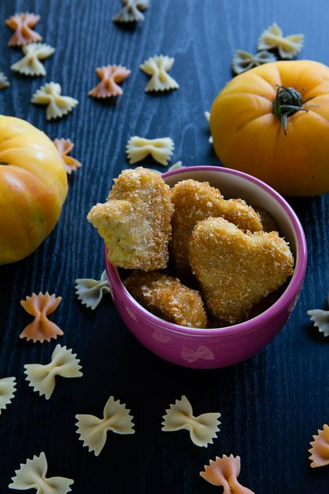 Vegan fried mac n cheese hearts