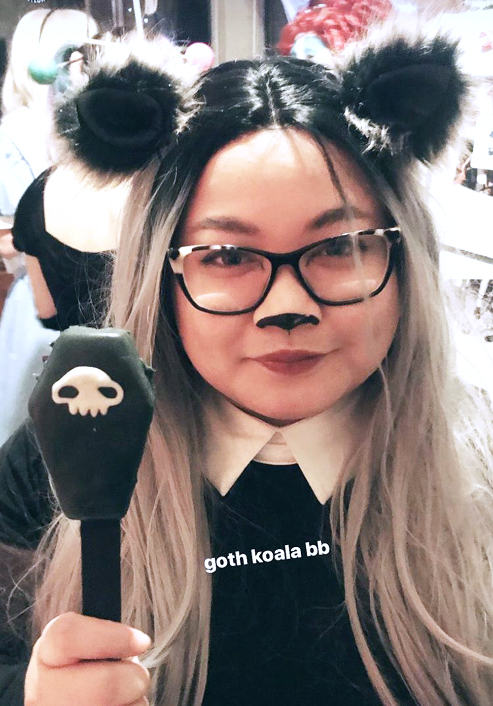 Edna with her Vegan Coffin Cake Wands