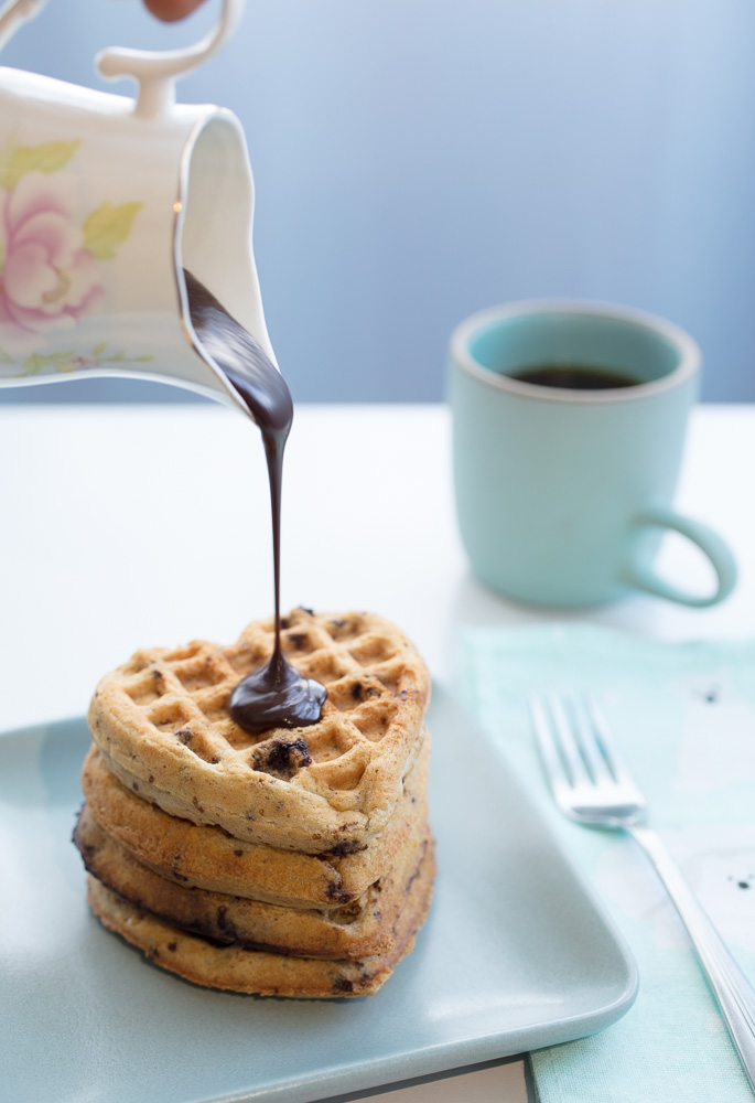 Vegan coconut chocolate chip waffles