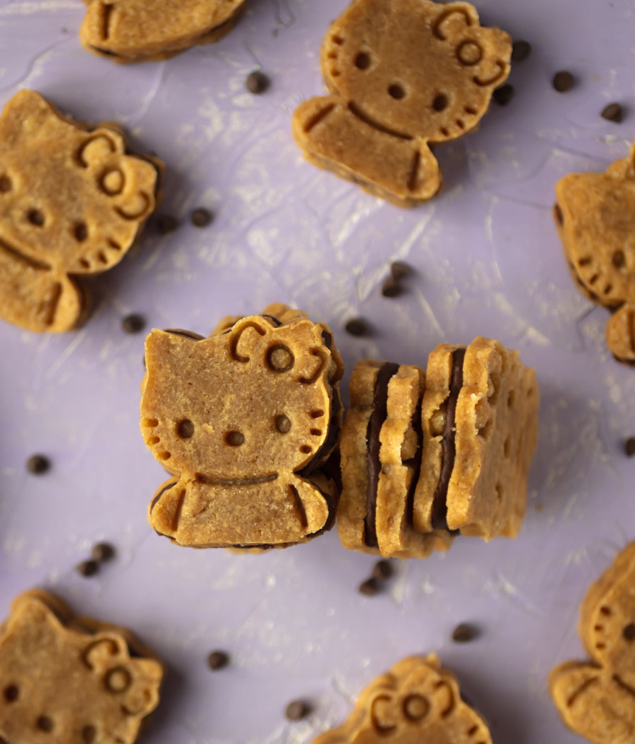 vegan chocolate peanut butter hello kitty sandwich cookies