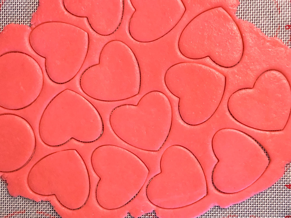 cutting out pie dough