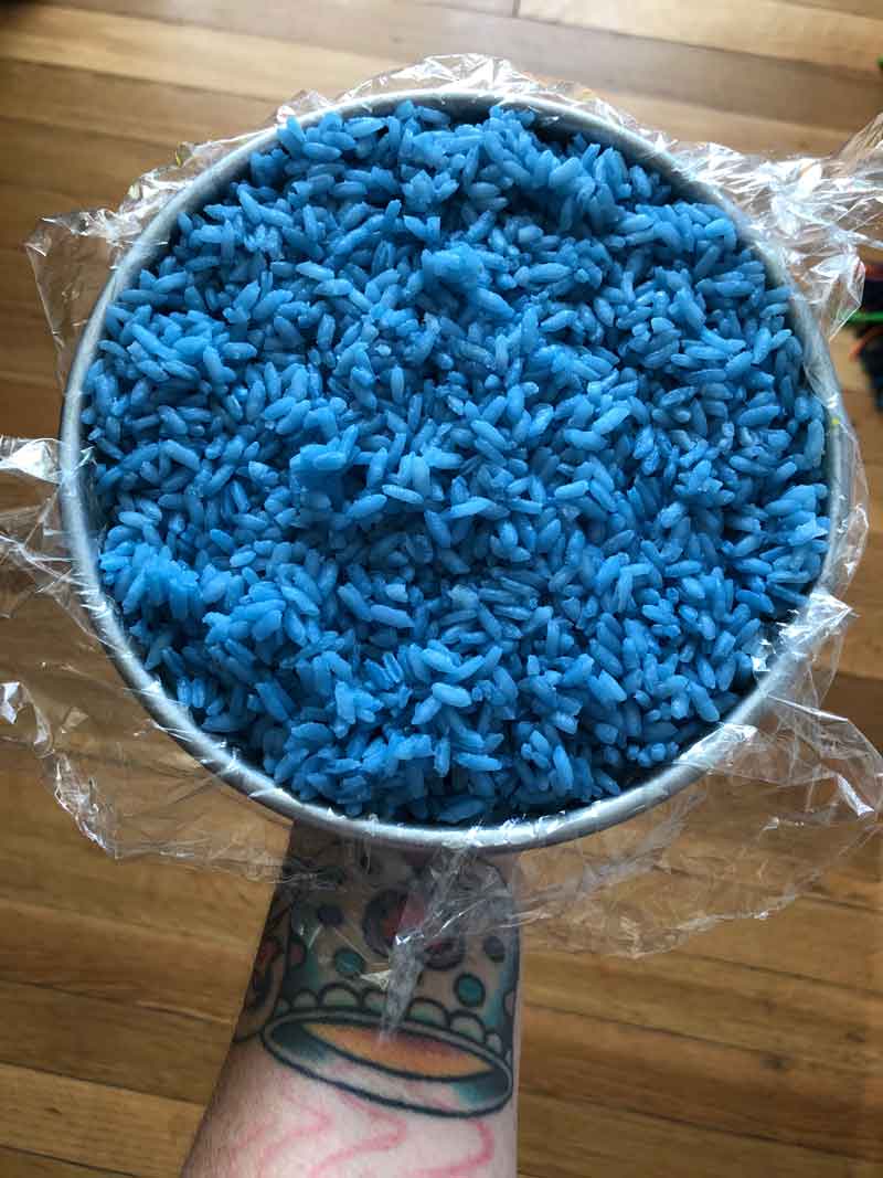 naturally colored blue sushi rice