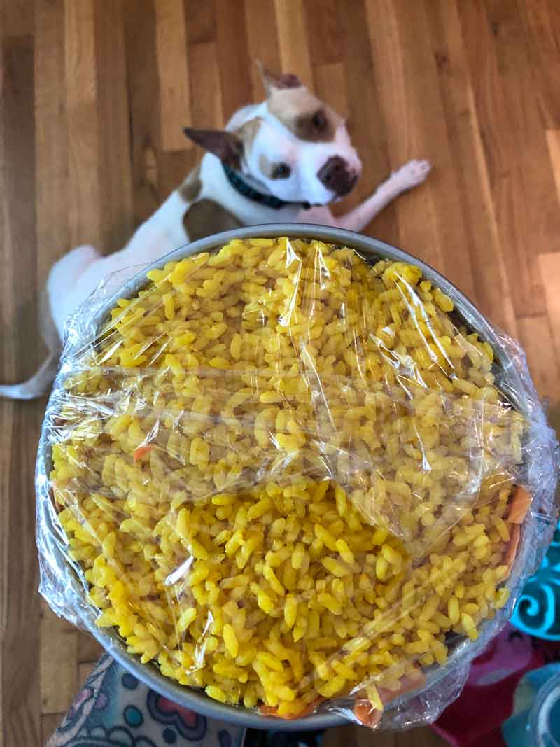 naturally colored yellow sushi rice